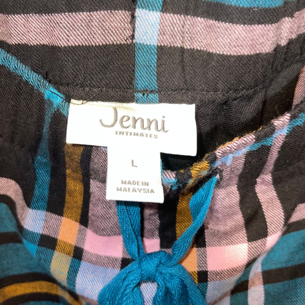 Jenni by Jennifer Moore plaid lounge sleep pants, teal/black size large - Picture 2 of 5